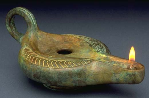 Photo of an ancient oil lamp.